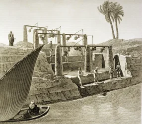 Wasserholen aus dem Nil, Tafel 6 aus Band II Künste und Gewerbe der 